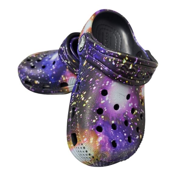 Crocs Shoes TD Size 7 Classic Space Galaxy Clogs Iconic Comfort Slip On 209291 - Picture 1 of 9